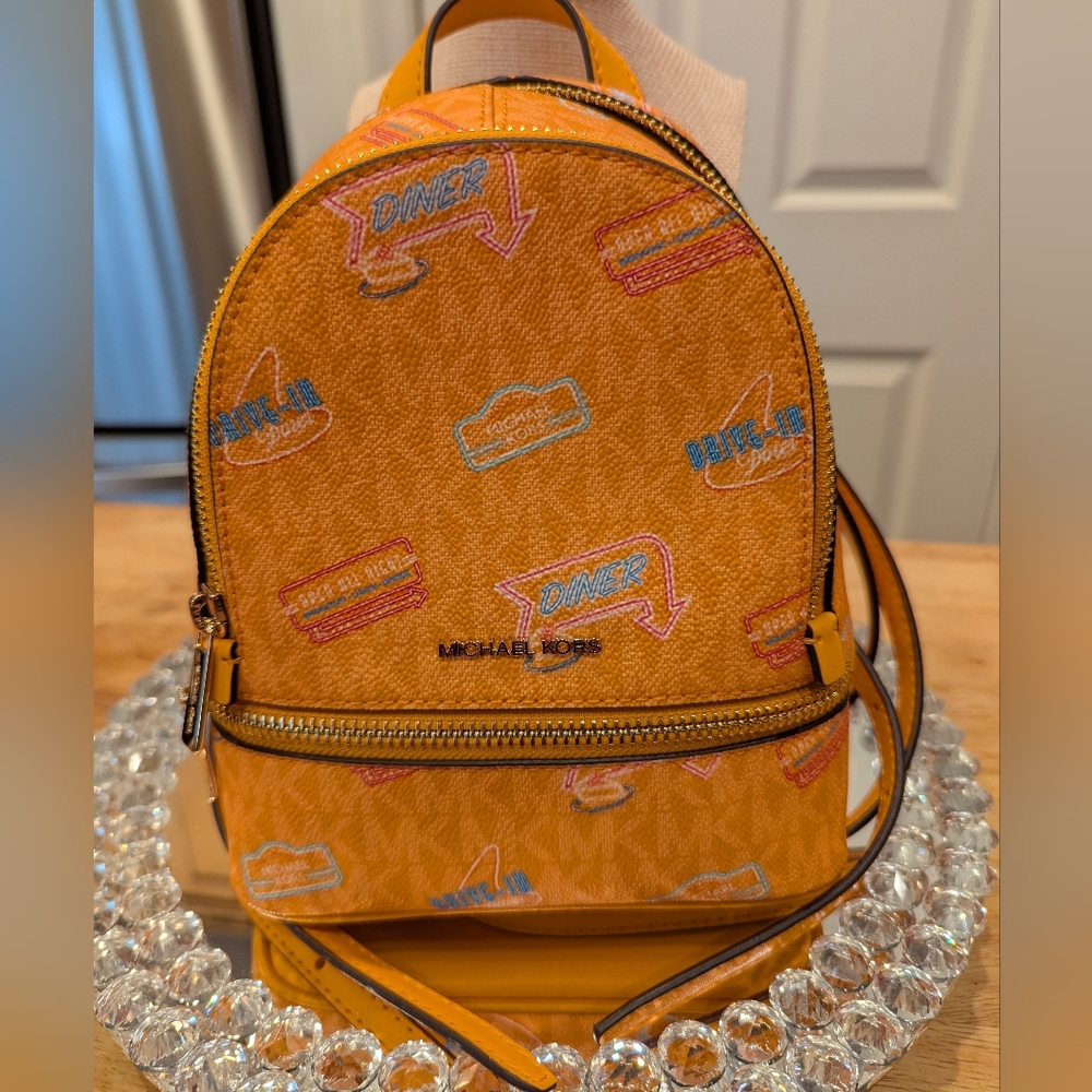 Michael Kors Rhea Extra Small Printed Signature Logo Backpack NWT - Picture 3 of 5